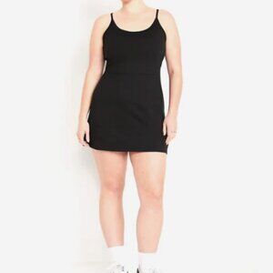 Old Navy PowerSoft Athletic Dress Womens 2X Black Built In Bra Shorts NWT